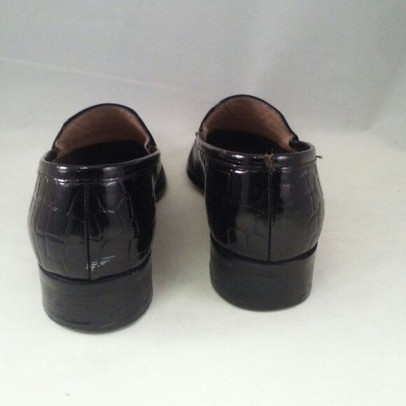Vintage Enzo Angiolini Black Crocodile Embossed Leather Loafers Mens Shoes Size - Picture 4 of 10